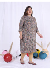 Women Printed Cotton Blend A-line Kurta (100008-Multicolor)