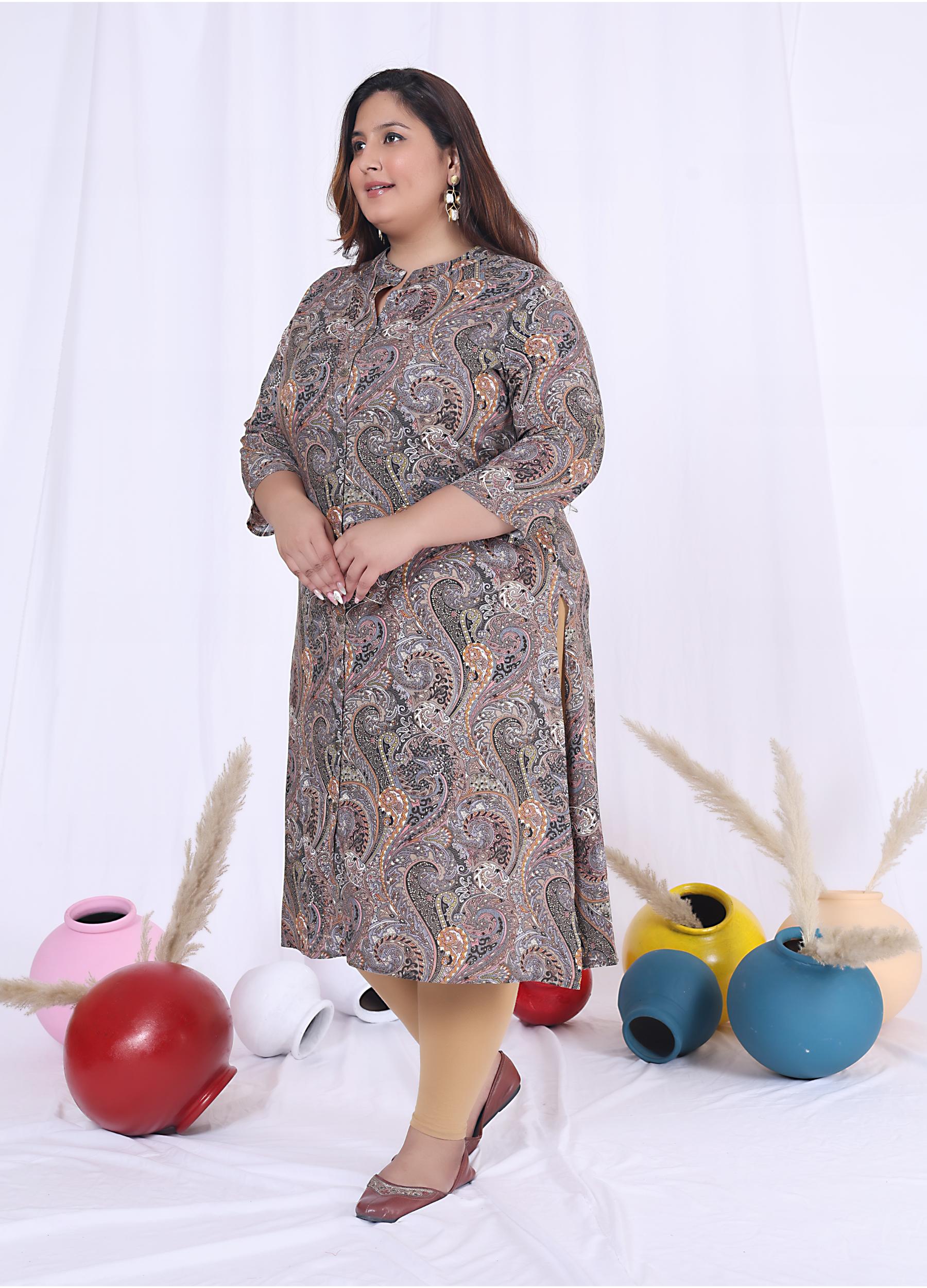 Women Printed Cotton Blend A-line Kurta (100008-Multicolor)