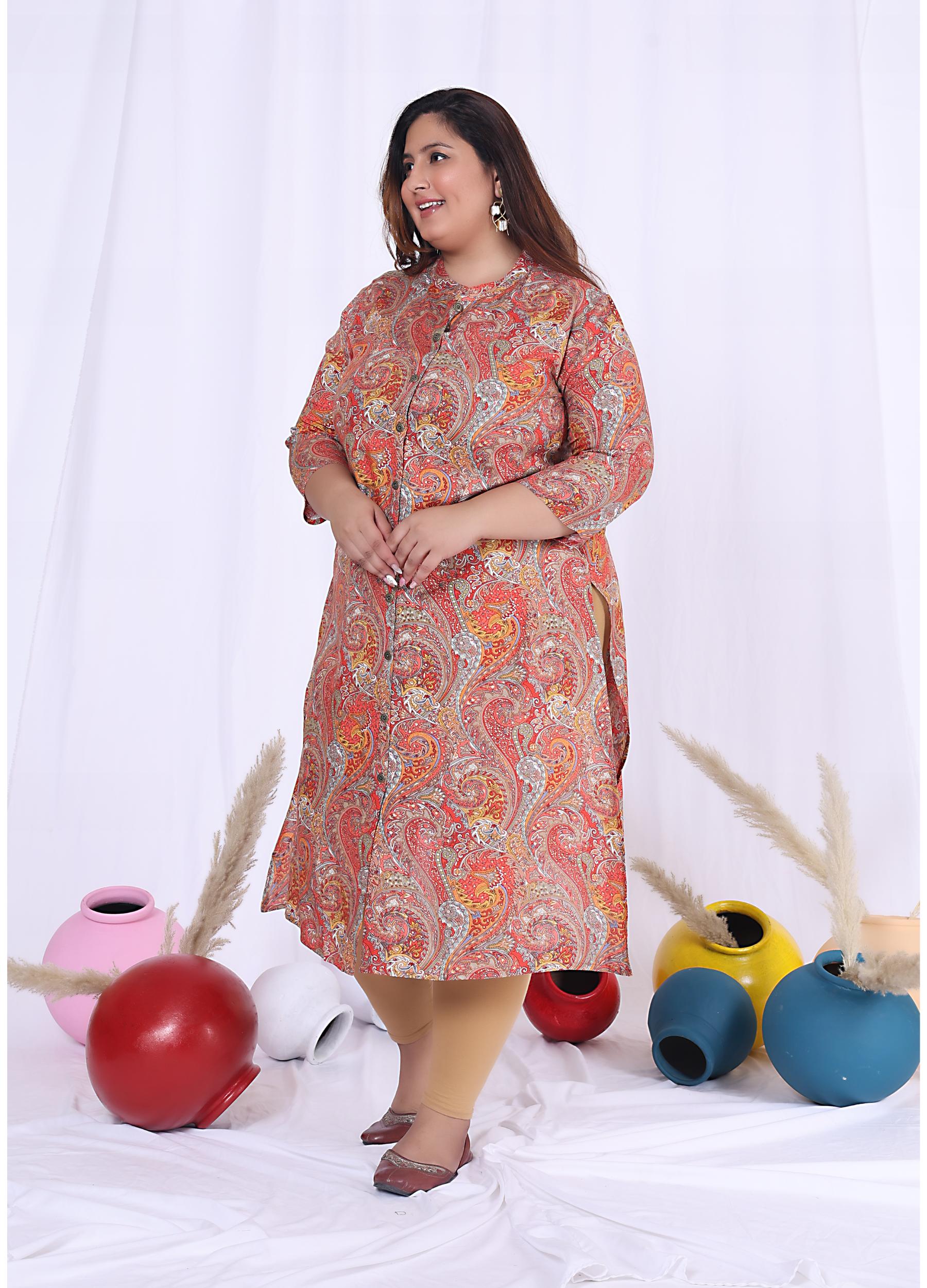 Women Printed Cotton Blend A-line Kurta (100009-Multicolor)