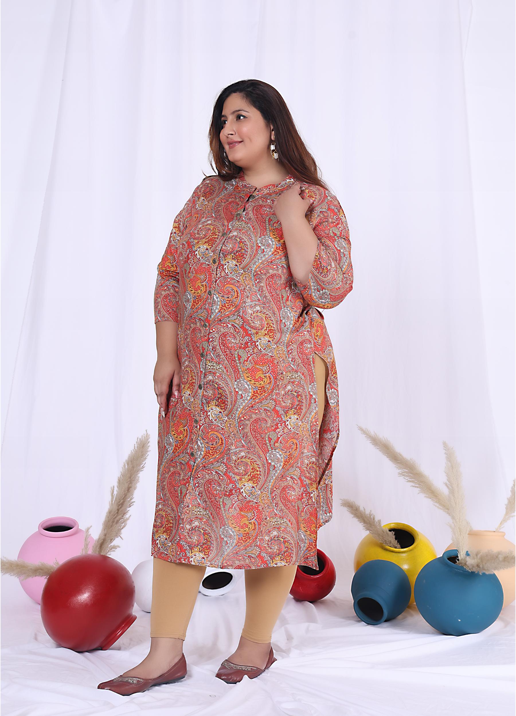 Women Printed Cotton Blend A-line Kurta (100009-Multicolor)