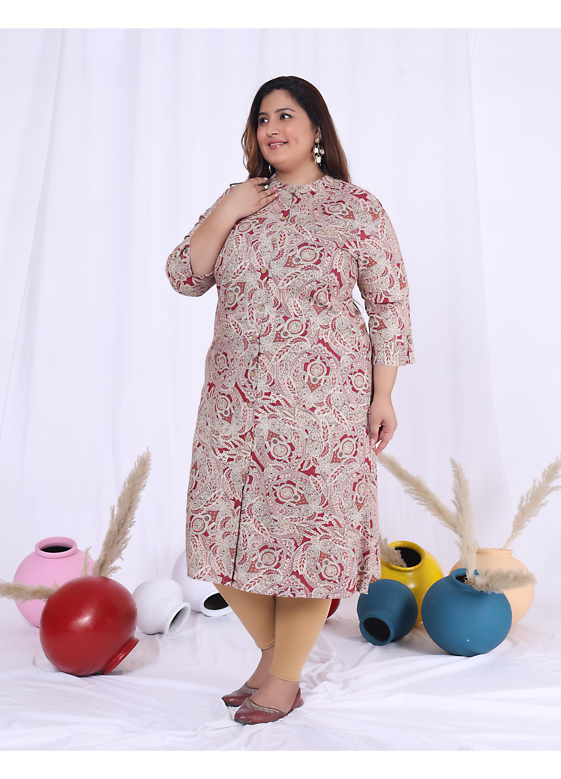 Women Printed Cotton Blend A-line Kurta (100010-Multicolor)