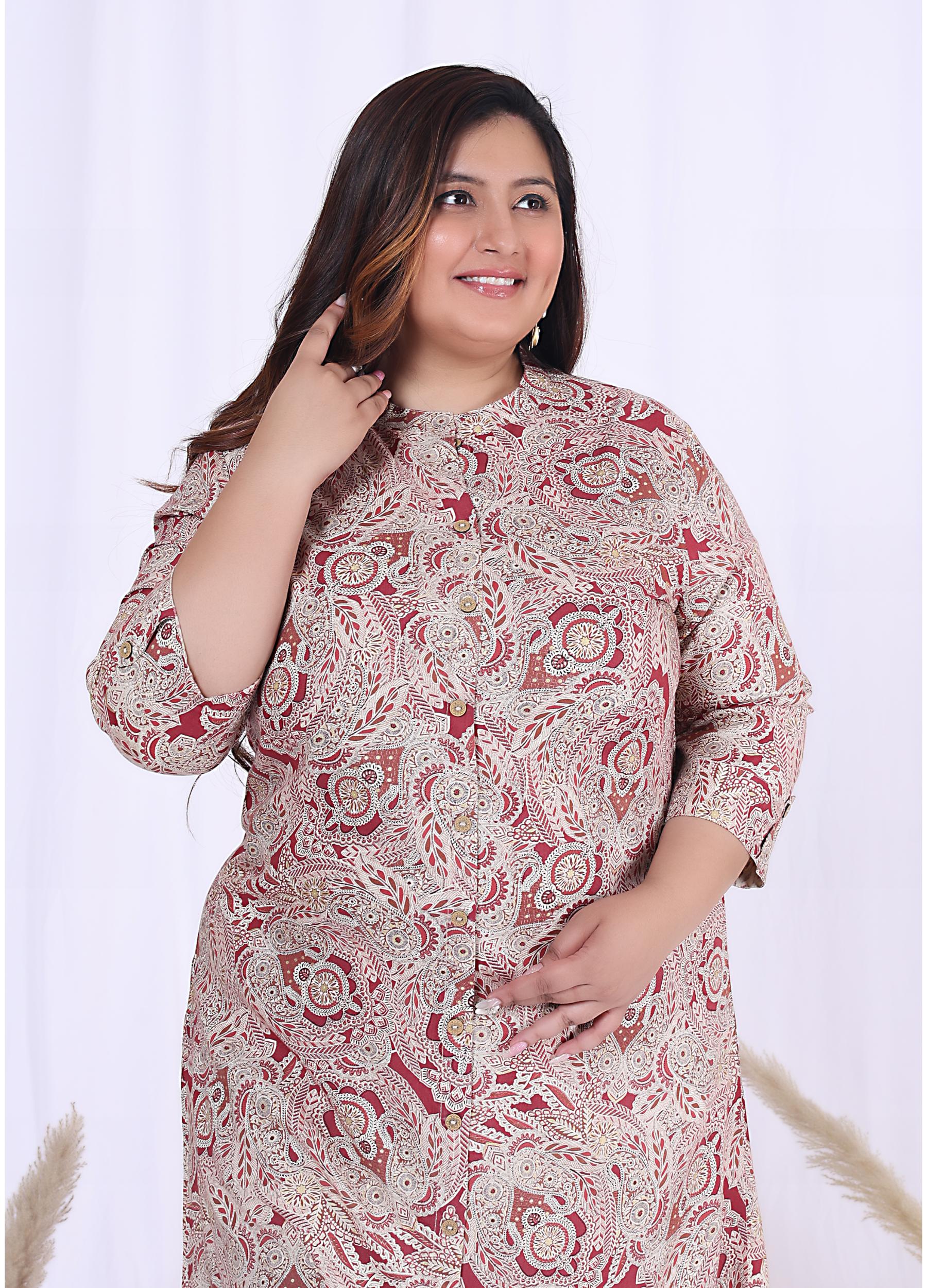 Women Printed Cotton Blend A-line Kurta (100010-Multicolor)