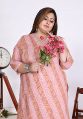 Pink Cotton Blend Printed Kurta With Pant Set (200003-Pink)