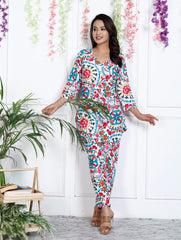 Multicolor Cotton Blend Floral Print Co-Ord Set-1132