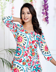 Multicolor Cotton Blend Floral Print Co-Ord Set-1132