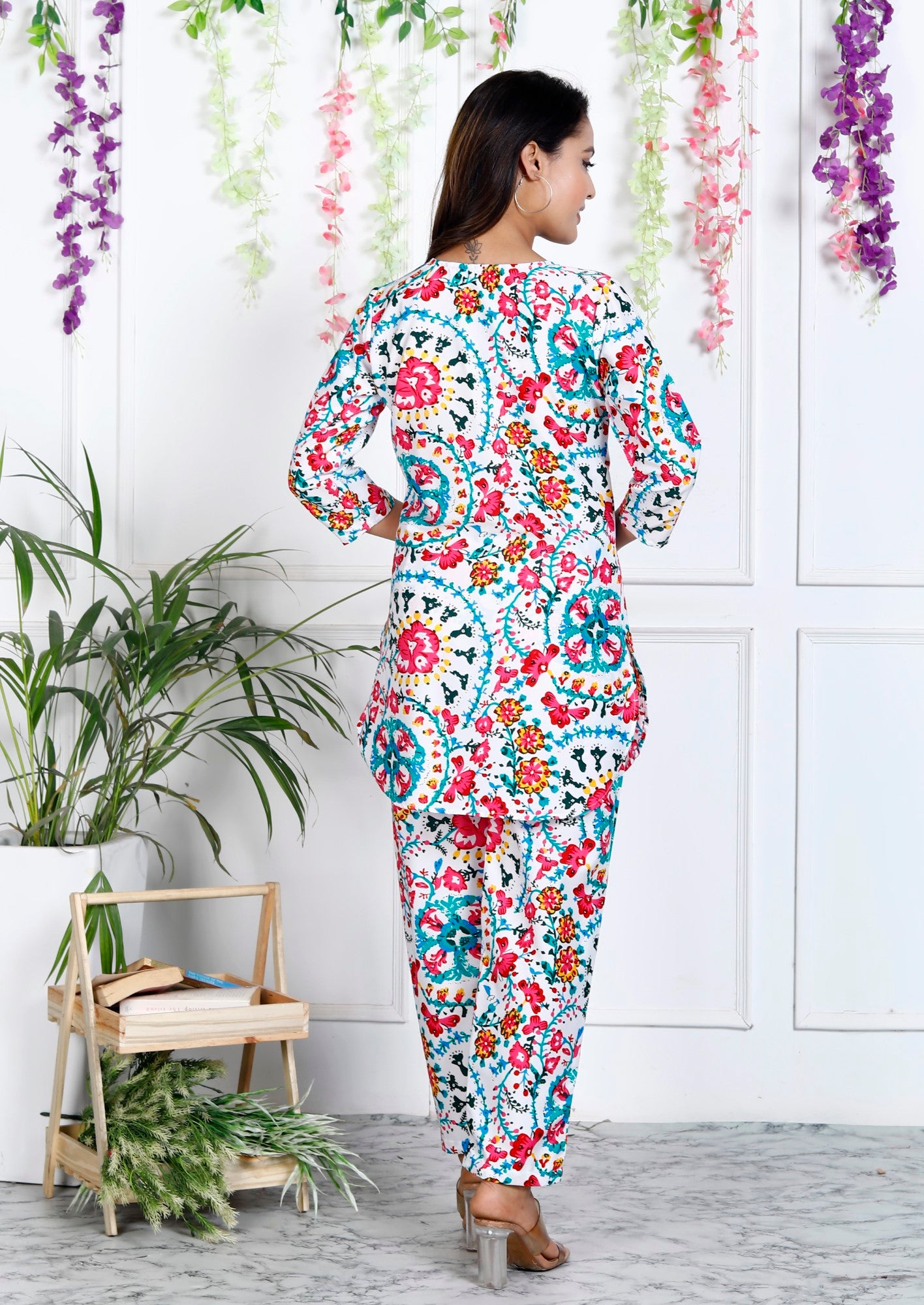 Multicolor Cotton Blend Floral Print Co-Ord Set-1132