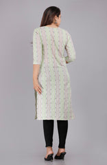 Blue Cotton Striped Print Straight Kurta-1117